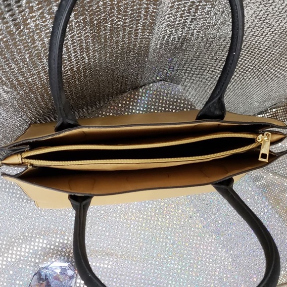 Like New Black + Tan Hand Bag Purse - Picture 2 of 4